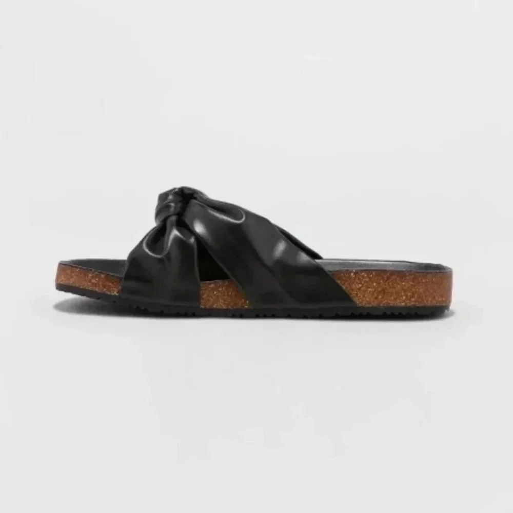 Universal Thread |Junie knotted Footbed Sandals | Size 7.5 | Black